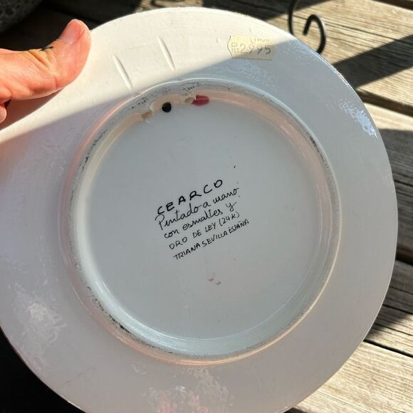 CEARCO PINTADO A MANO 24K ENAMEL POTTERY BUTTERFLY Wall Hanging Plate 8.5" - Picture 13 of 16